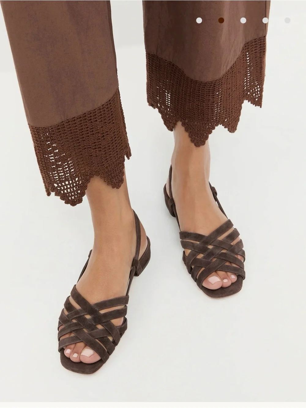 Loeffler Randal Shelly Brown Suede Flat Sandal size 8